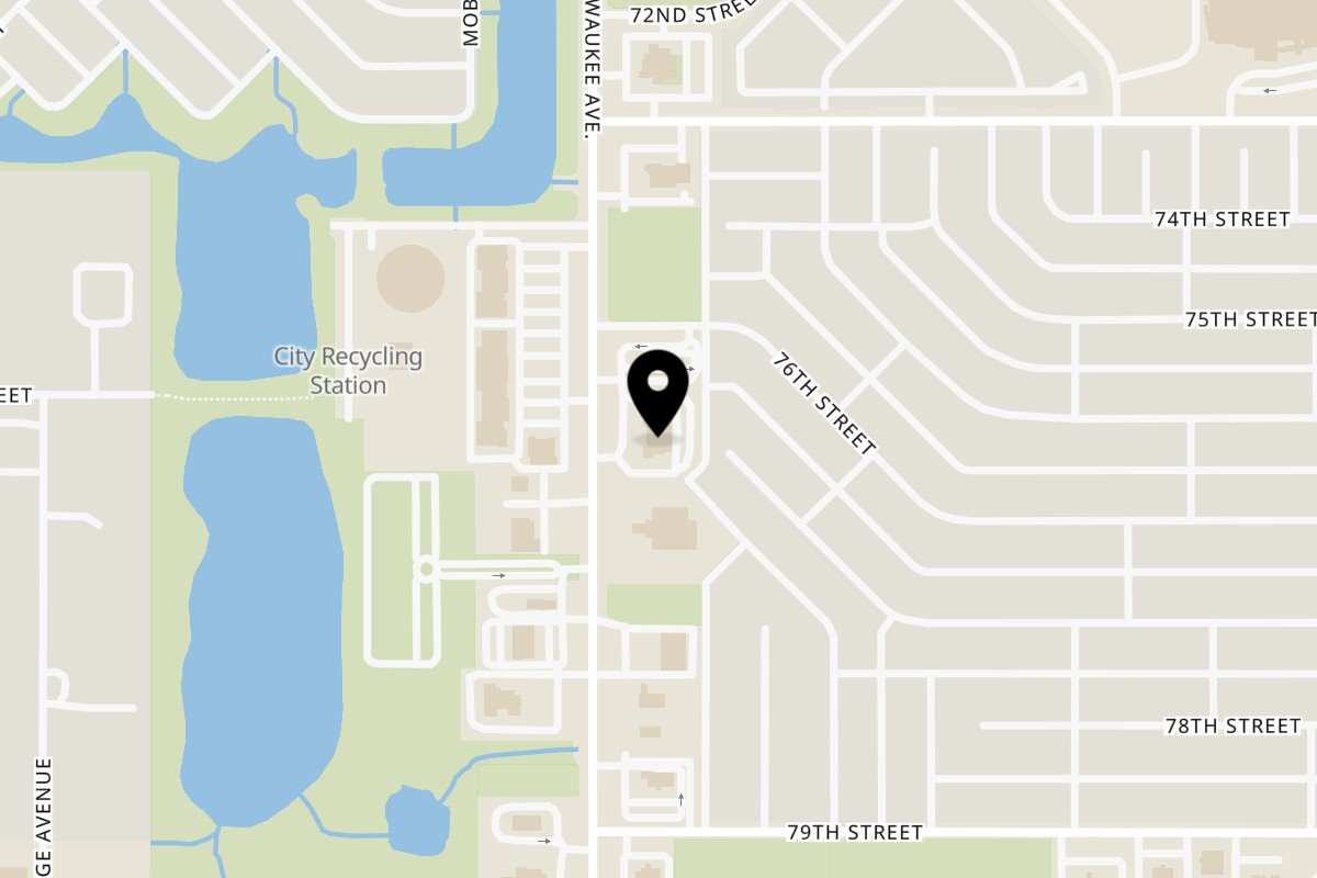 Map showing the location of Picoso's Mexican Kitchen on 7611 Milwaukee Ave in Lubbock